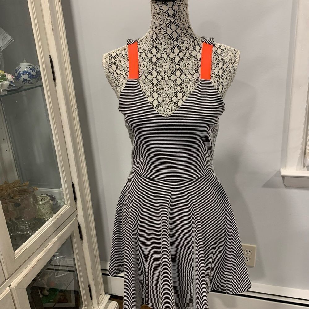 Material Girl Striped Mini Dress - Black and Orange